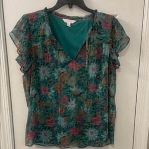 Lauren Conrad Green and Pink Blouse (Large)